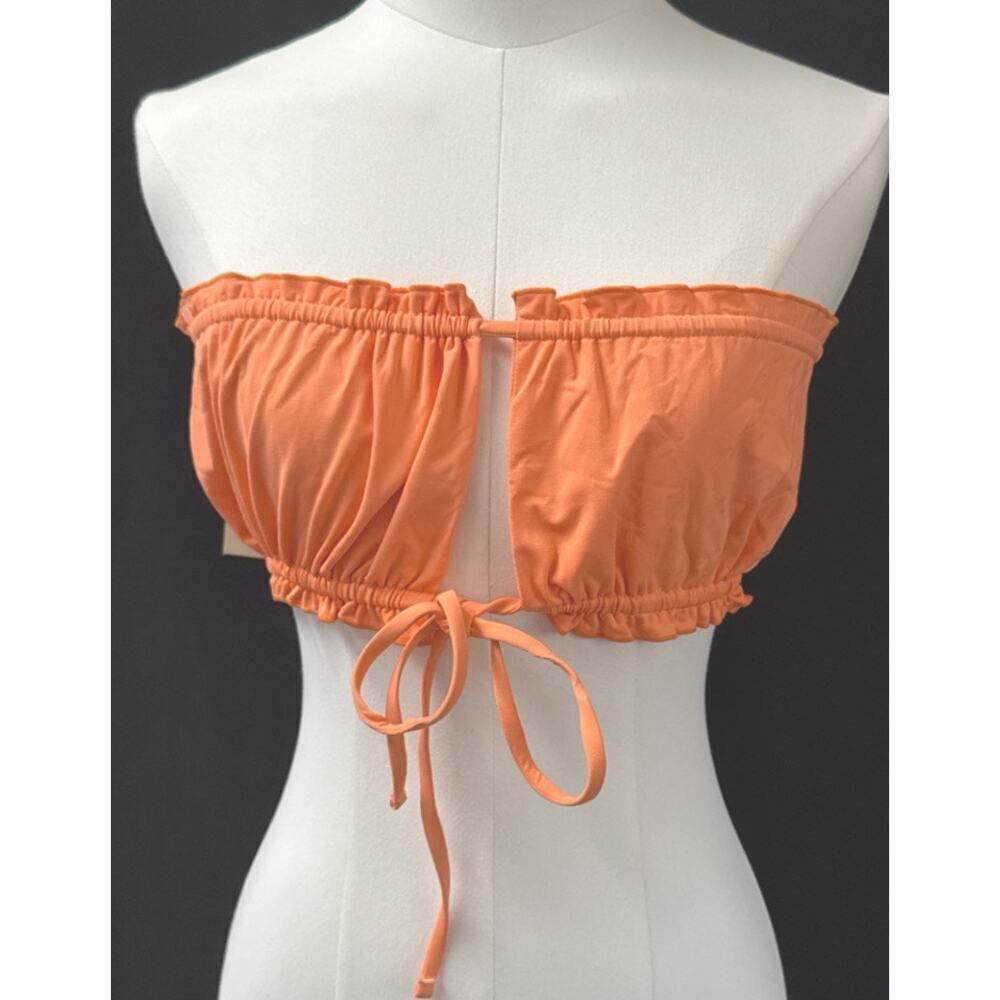 FP Toast Swim Ruffle Bandeau Bikini Top Nectarine Sz S